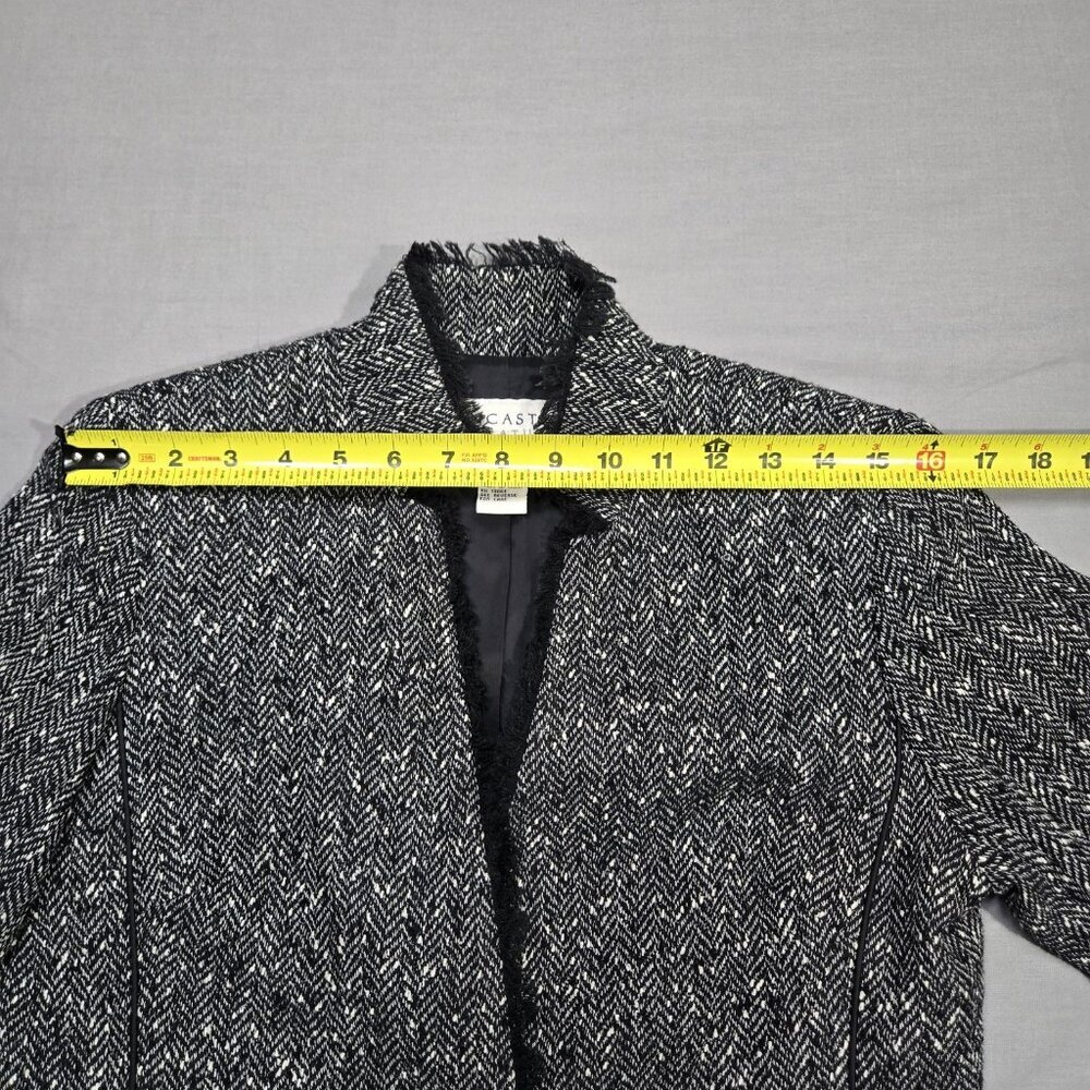 Doncaster Collection Blazer Women's Size 8P Black Tweed Fringe Wool Blend - Picture 9 of 16